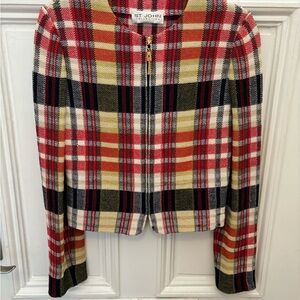 St. John Collection zip front plaid jacket